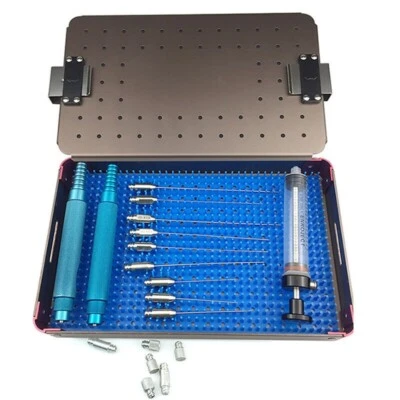 Kit de cánulas de liposucción facial de 19 piezas con caja cirugía de grasa facial cánulas finas Foto 1 de 4