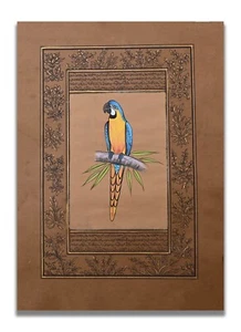 Pintura de pájaro en miniatura hecha a mano guacamayo loro pájaro 8 X 5,75 pulgadas "PN13135" - Imagen 1 de 6