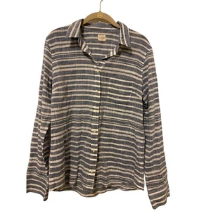Camisa J Crew JCrew Manga Larga Algodón Rayas Abotonada Azul Blanco Talla M - Imagen 1 de 6