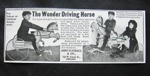 Antique c1901 WONDER DRIVING HORSE Vtg Pedal Push Kid Toy Print Ad~John Flindall - Picture 1 of 3