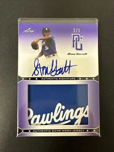 Stone Garrett 2013 Leaf Perfect Game Rawlings Logo Patch Auto Purple 1/1 Nats! - Picture 1 of 3