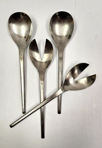 (4) WMF Cromargan HELSINKI Stainless 9 1/4" Solid Salad Serving FORKS + SPOONS - Picture 1 of 13