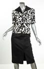 Saint Laurent Vintage Black&White Floral Short Sleeve Blazer Skirt Suit Set 8 M