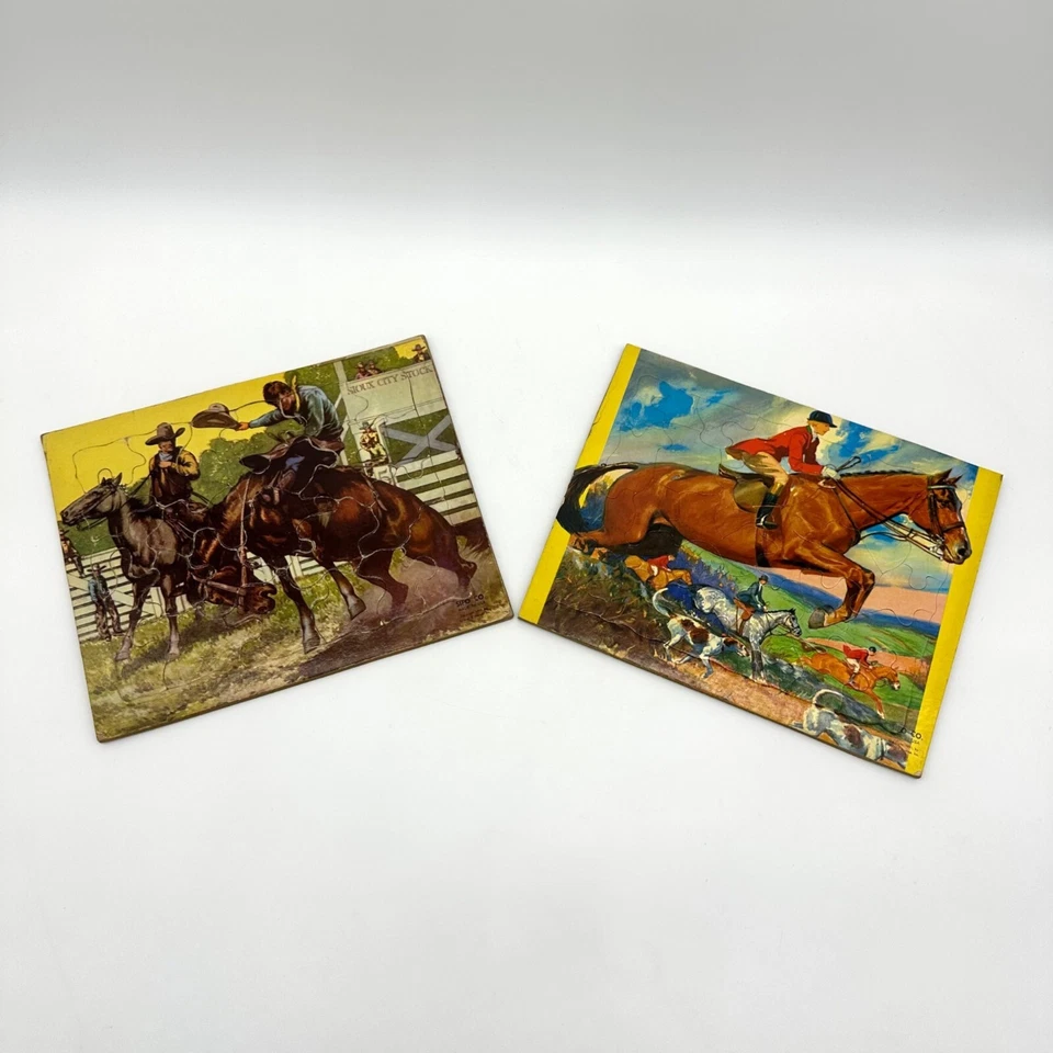 Vintage Puzzles Sifo USA 1951 Horse Equestrian Cowboy Western Nursery Decor - Image 1 of 4