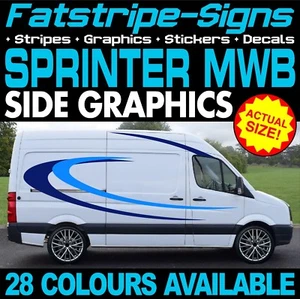 passend für MERCEDES SPRINTER MWB GRAFIK AUFKLEBER STREIFEN RENNEN CAMPER VAN WOHNMOBIL - Bild 1 von 2