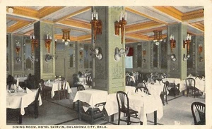 Postal de colección de los años 20 de la ciudad de Oklahoma con vista interior del comedor Skirvin de Hotel Skirvin - Imagen 1 de 2