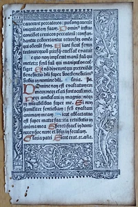 Post Incunable Leaf Book of Hours Vostre Illustrated Border Initials (B) - 1501 - Picture 1 of 2