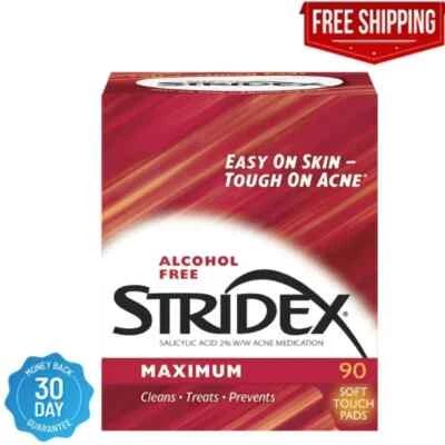 Almohadillas medicinales para el acné Stridex máxima fuerza CLeans trata previene - 90 quilates Foto 1 de 4