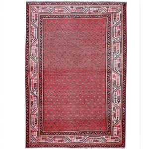 4x6 Oriental Vintage Pink Hand Knotted Wool Traditional Bordered Area Rug - Picture 1 of 11