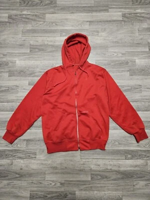 Sudadera con Capucha Térmica Vintage Años 70 M/L Roja Cremallera Completa Tejido Waffle Forrado en Blanco EE. UU.  Foto 1 de 4