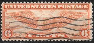 #C34 SGA68 1934 6c US POSTAGE Winged Globe , Airmail 1930-1934 , used - Picture 1 of 2