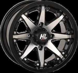 HL10 Wheel Gloss Black Machined 12x7 4/110 4+3 10mm Kodiak 450 4x4 03-22 - Picture 1 of 3