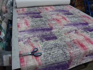 10 METRES DIAMOND VELVET SCRIPT DESIGNER CURTAIN / UPHOLSTERY FABRIC - Picture 1 of 6