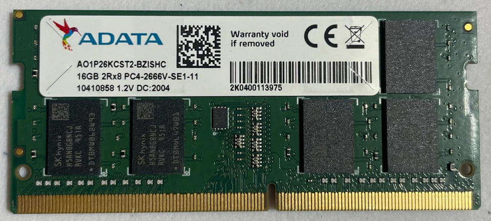 ADATA 16GB 2Rx8 PC4-2666 Laptop Ram SO-DIMM Memory AO1P26KCST2 - Image 1 of 1
