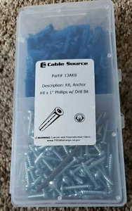 Package Of Anchor Kit w/ Screws & Masonry Drill Bit 8 x 1" - Picture 1 of 2