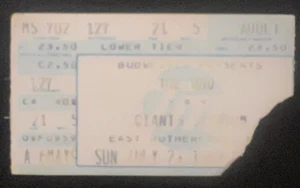 Boleto de concierto de The Who Stub Giants estadio Nueva Jersey 2 de julio de 1989 - Imagen 1 de 2