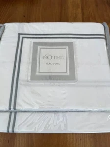NEW LUXURY HOTEL VALCOURT SET OF 2 EURO SHAMS BLUE/WHITE - Picture 1 of 3