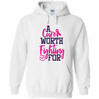 A Cure Worth Fighting For Logo 1 Breast Cancer Awareness Hoodie Ribbon White