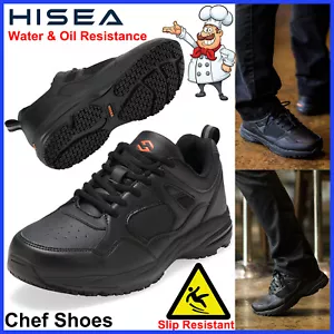 HISEA Men's Lace Up Non Slip Work Chef Shoes Memory Foam Casual Sneakers Kitchen - Picture 1 of 32