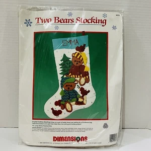 1990 Dimensions Two Bears Teddy Christmas Needlepoint Stocking Kit #9070 - Bild 1 von 3