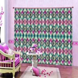 Red And Blue Pattern Printing 3D Blockout Curtains Fabric Window Home Decor - Picture 1 of 12