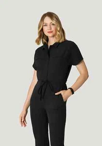 NEW Mandala Scrubs Black Jumpsuit SMALL Petite BRAND NEW Free Fast Shipping NWT - Picture 1 of 6