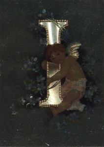 Alfabeto•Carta I•Ángel Oro y Plata Flores POSTAL 1969 - Imagen 1 de 1