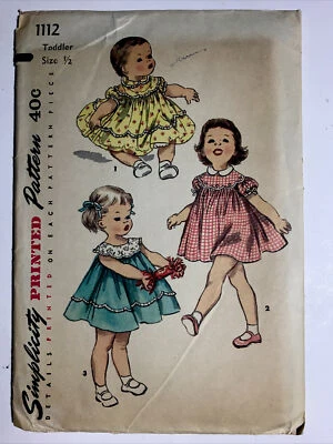 Rare UNCUT Simplicity Primer 1/2 Toddler Scalloped Yoke Dress Vintage Pattern - Image 1 of 2