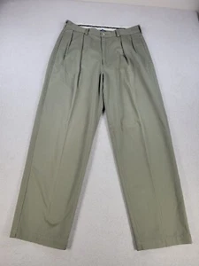 Polo Ralph Lauren Khaki Pants Men 34X30 Green Pleated Straight Leg Casual Pocket - Picture 1 of 15