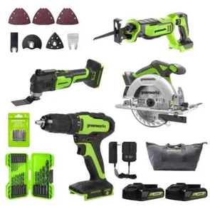 Greenworks Powerall 24v Brushless 4 Piece Power Tool Combo Kit w/ 2 Battery - Picture 1 of 11