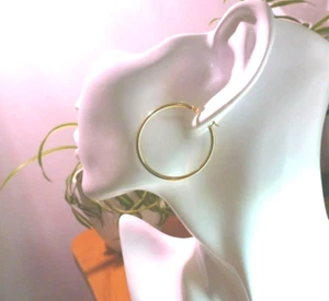 14 Kt REINES Gold 40 mm Creolen, Schnappverschluss - Geschenk verpackt - KOSTENLOSER VERSAND! - Bild 1 von 7