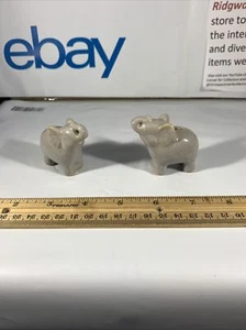 Mini Vintage Elephant Salt Pepper Shaker Ceramic Gray Trunk Up 1 1/2 In X 2 In - Picture 1 of 5