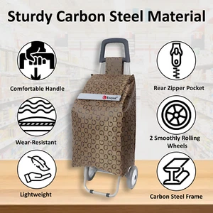 Carrito de compras plegable plegable grande de 2 ruedas 50L con bolsillo delantero aislado - Imagen 1 de 10