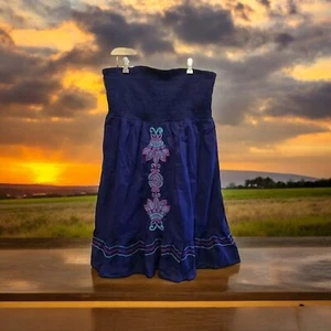 NWT Lane Bryant Blue Strapless Summer Dress Size 18/20 Embroidered Stretchy Top - Picture 1 of 10