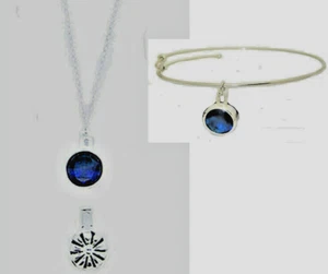 Cz Collana Braccialetto Argento 2 PC Set Reversibile Ciondolo Oro Bianco 2 per 1 - Foto 1 di 5