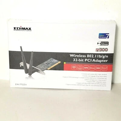 Edimax Wireless 802.11 b/g/n 32-bit PCI Adapter EW-7722In New Factory Sealed - Image 1 of 4