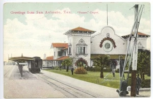San Antonio TX "Sunset" Railroad Station Train Depot Postcard - Picture 1 of 1