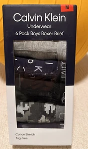 Calvin Klein Boys' Boxer Brief Underwear, 6-pack - Szie M - Picture 1 of 3