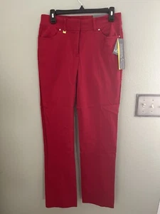New JM Collection Red Dress Magic Pants Womens Sz 4 Slim Leg Curvy Tummy Control - Picture 1 of 9