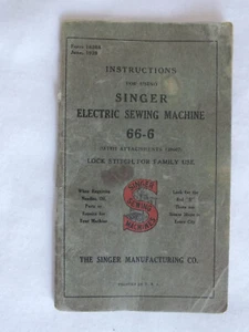 Máquina de coser eléctrica Singer 66-6 libro de instrucciones vintage - Imagen 1 de 2