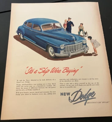Синий 1947 Dodge «Это корабль, который мы покупаем» - винтажная оригинальная печатная реклама настенное искусство - Изображение 1 из 4
