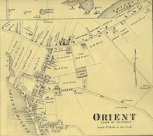 Orient East Marion Nuevo Suffolk, Nueva York 1873 Mapa con Nombres de Propietarios Mostrados - Imagen 1 de 3