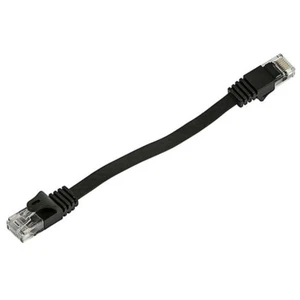 6" Flat Cat5E UTP Stranded Network Ethernet Patch Cable Black Cat5 RJ45 LAN Wire - Picture 1 of 2