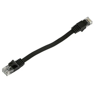 6" Flat Cat5E UTP Stranded Network Ethernet Patch Cable Black Cat5 RJ45 LAN Wire - Image 1 of 2