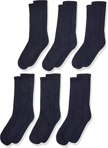 Boys' Little Seamless Half Cushion Sport Crew Socks 6 Pair Pack - Picture 1 of 12