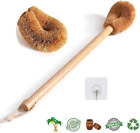 Toilet Brush, Natural Coconut Fibre Brush Head and Rubber Wood Handle, Great for
