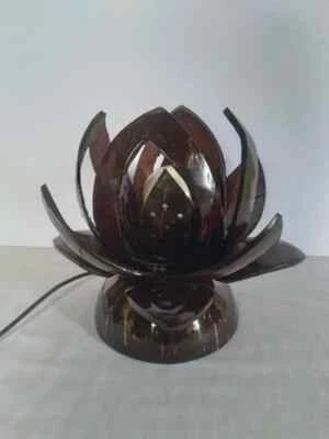 Lámpara de mesa de loto con cáscara de coco natural flor hecha a mano hogar nueva decoración Foto 1 de 4