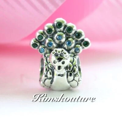 Auténtico dije pavo real verde azulado y circonita cúbica plata de ley 925 791227 MCZ Foto 1 de 4