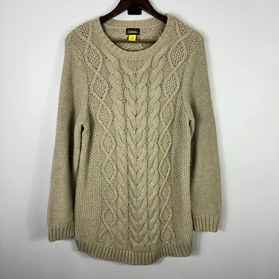 Suéter Cabelas Mujer Grande Tejido con Cable Beige Mezcla de Lana Silencioso Lujo Dinero Antiguo Foto 1 de 4