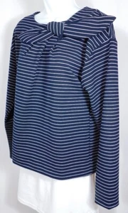 Blusa de punto manga larga de manga larga de BANANA REPUBLIC azul marino y blanco azul marino talla M - Imagen 1 de 5
